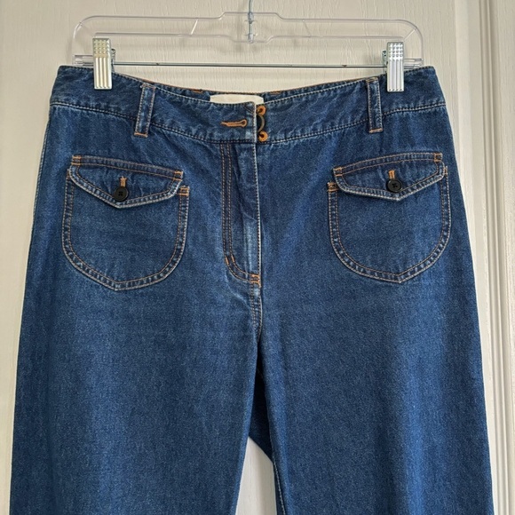 3.1 Phillip Lim Flare Jeans Sz 6 Mid Rise Dark Wash Flap Pockets - Picture 2 of 10